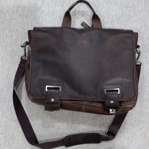 Banana republic brown leather messenger bag